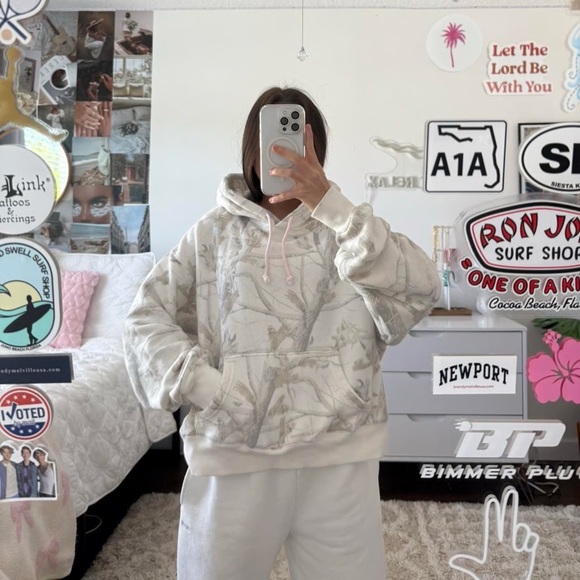 Woodland Camo Hoodie - Pink Logo - Picture 2 of 3